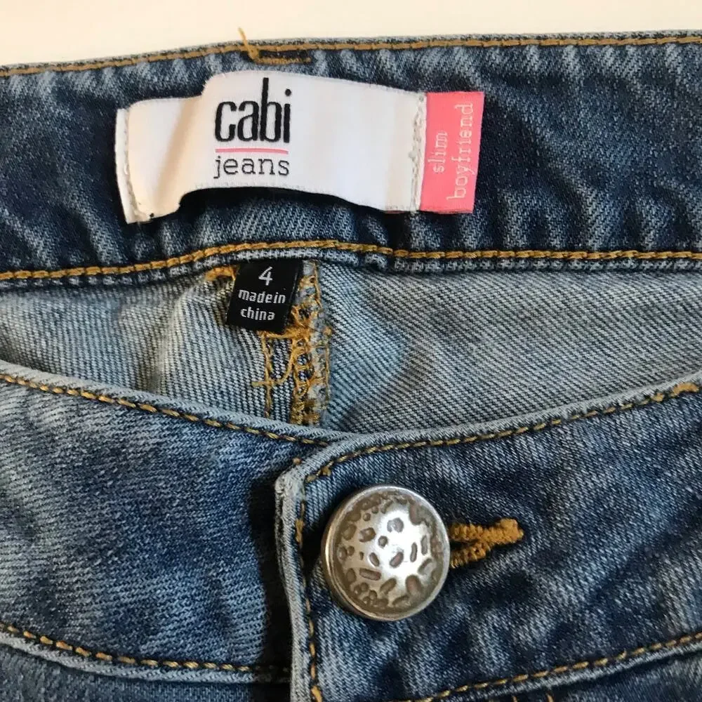 CAbi Jeans Mojave Slim Boyfriend 5165 Blue Low Rise Distressed Size 4 EUC - Picture 10 of 12